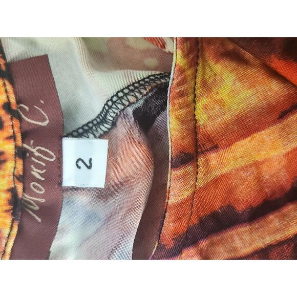 Monif C Jumpsuit Women's 2 Red Black One Sleeve Flared Legs Harem Vibrant Safari - Picture 4 of 7